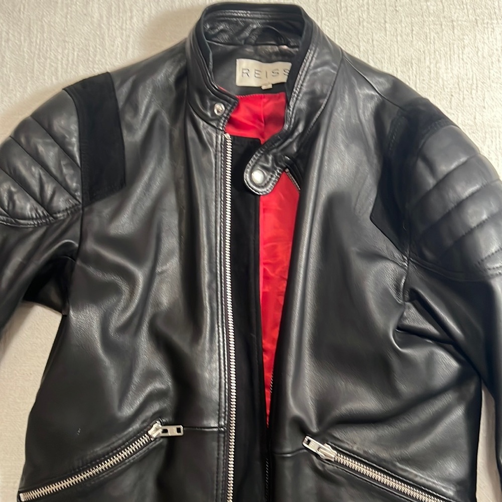 Reiss 100% lambs leather with goat suede patches